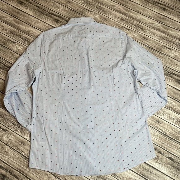 J.A.C.H.S. Manufacturing Co. Button Down Shirt Size 16.5 34-35 Red White & Blue - Picture 2 of 14